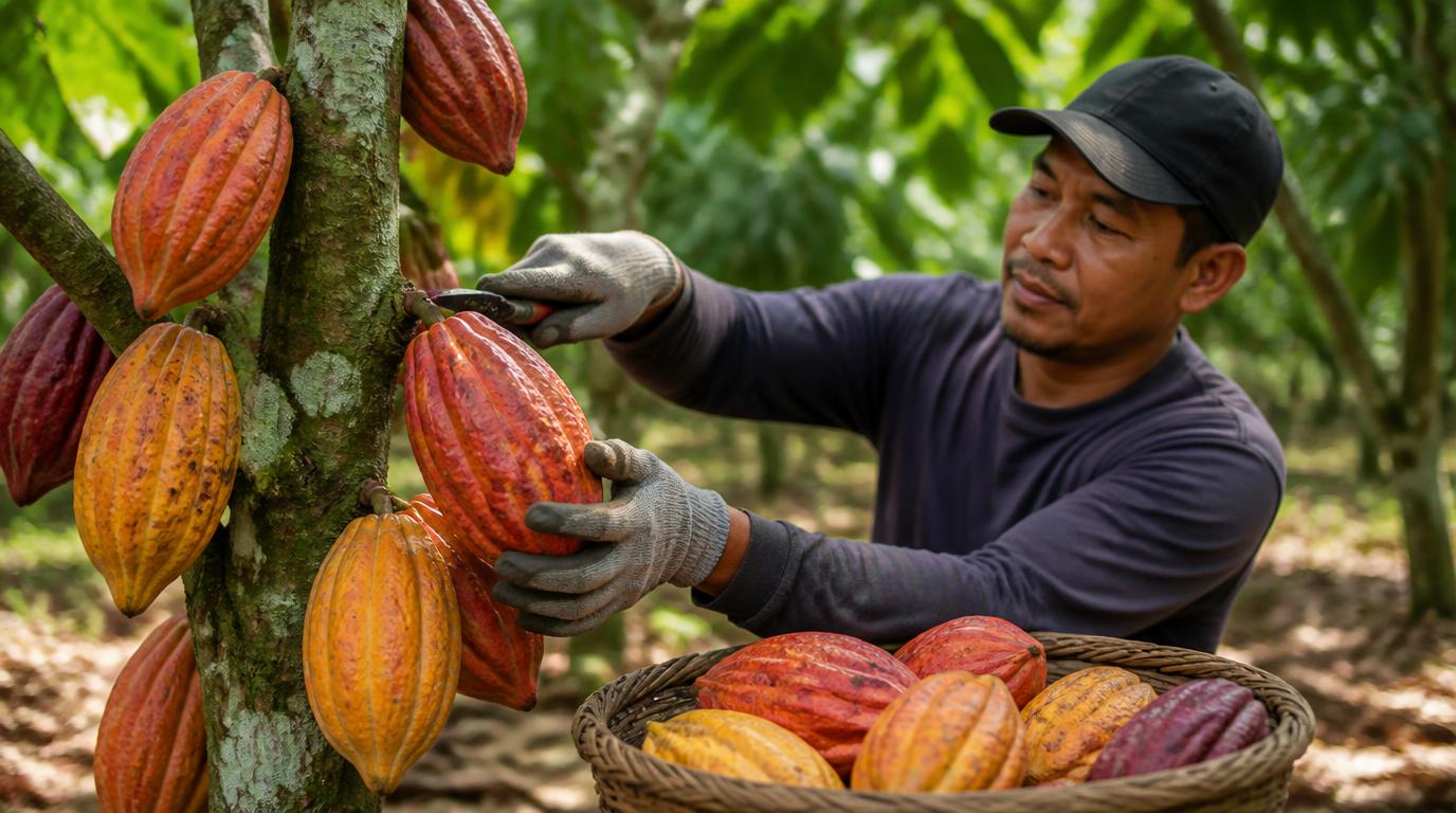 Harvest stage of the DarkCharm cacao journey