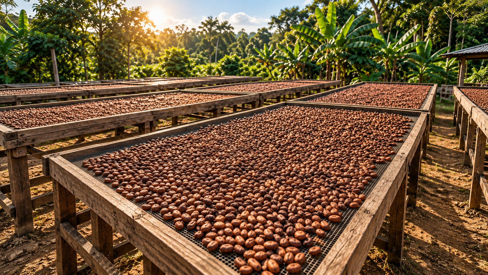 Dry stage of the DarkCharm cacao journey