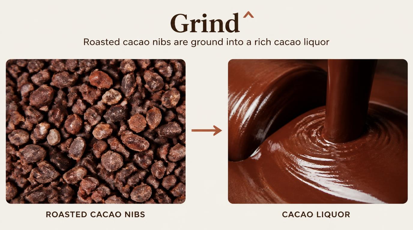 Grind stage of the DarkCharm cacao journey